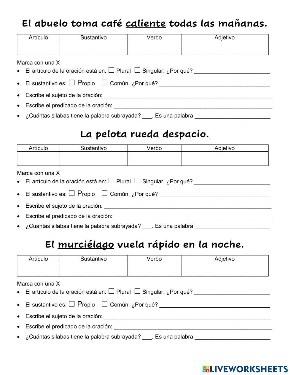 La oración (elementos)