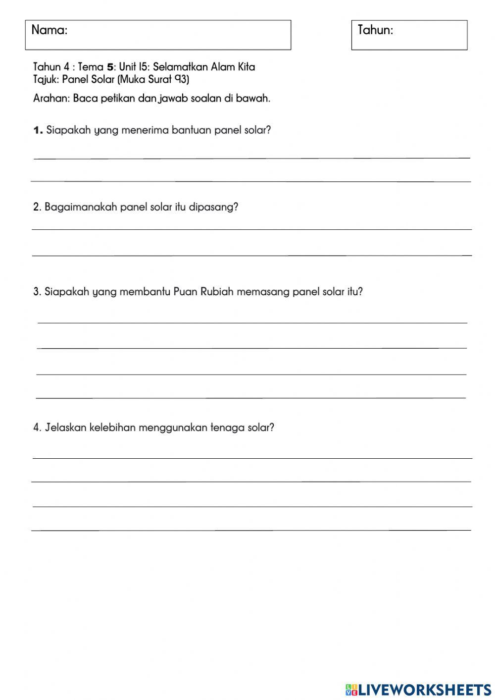 Tahun 4 : Panel Solar