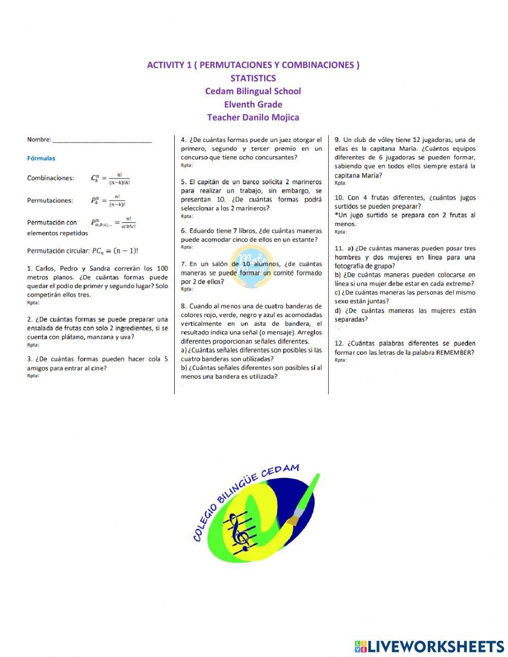 Tecnicas de conteo (Permutaciones y combinaciones)