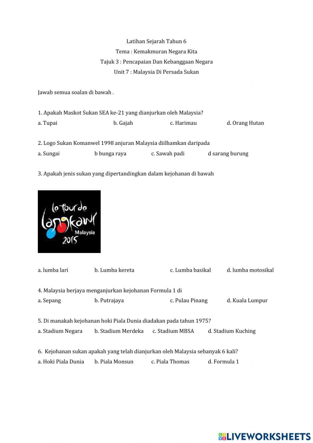Unit 7 : Malaysia Di Persada Sukan