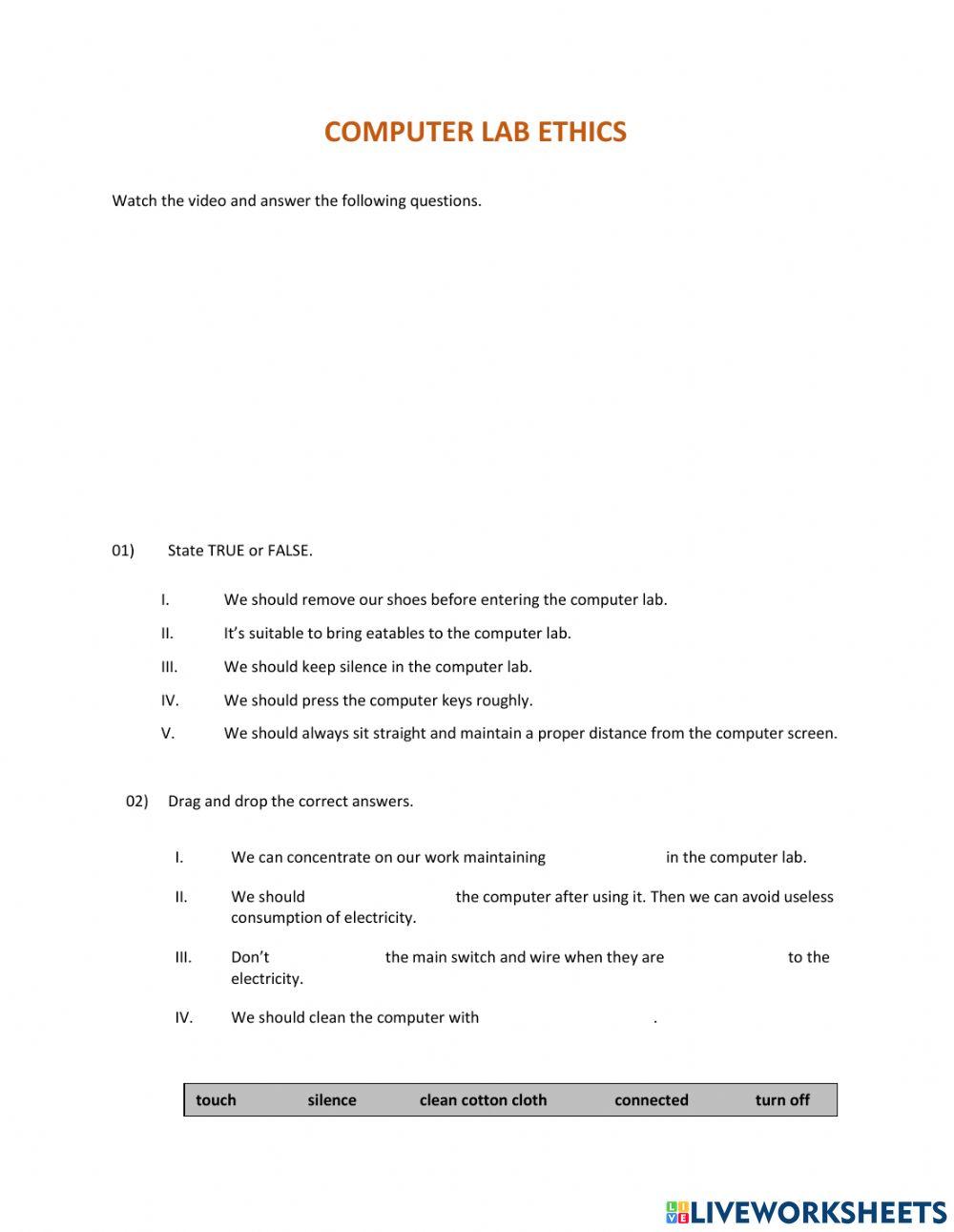 1253735 | Computer Lab Ethics | Wijesinghe
