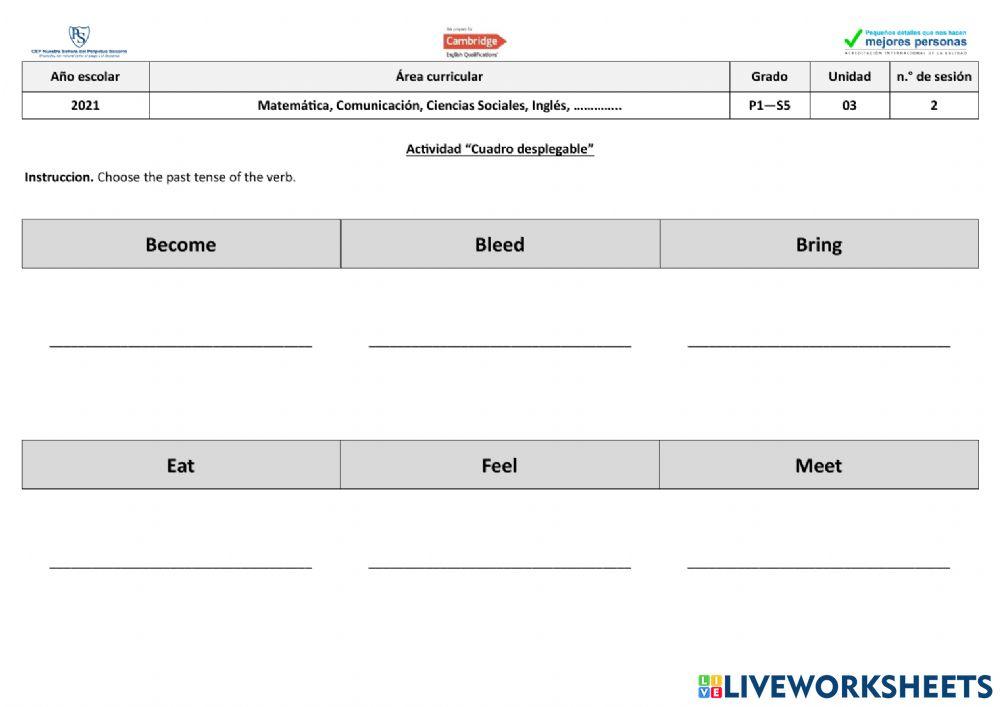Practica live work sheets