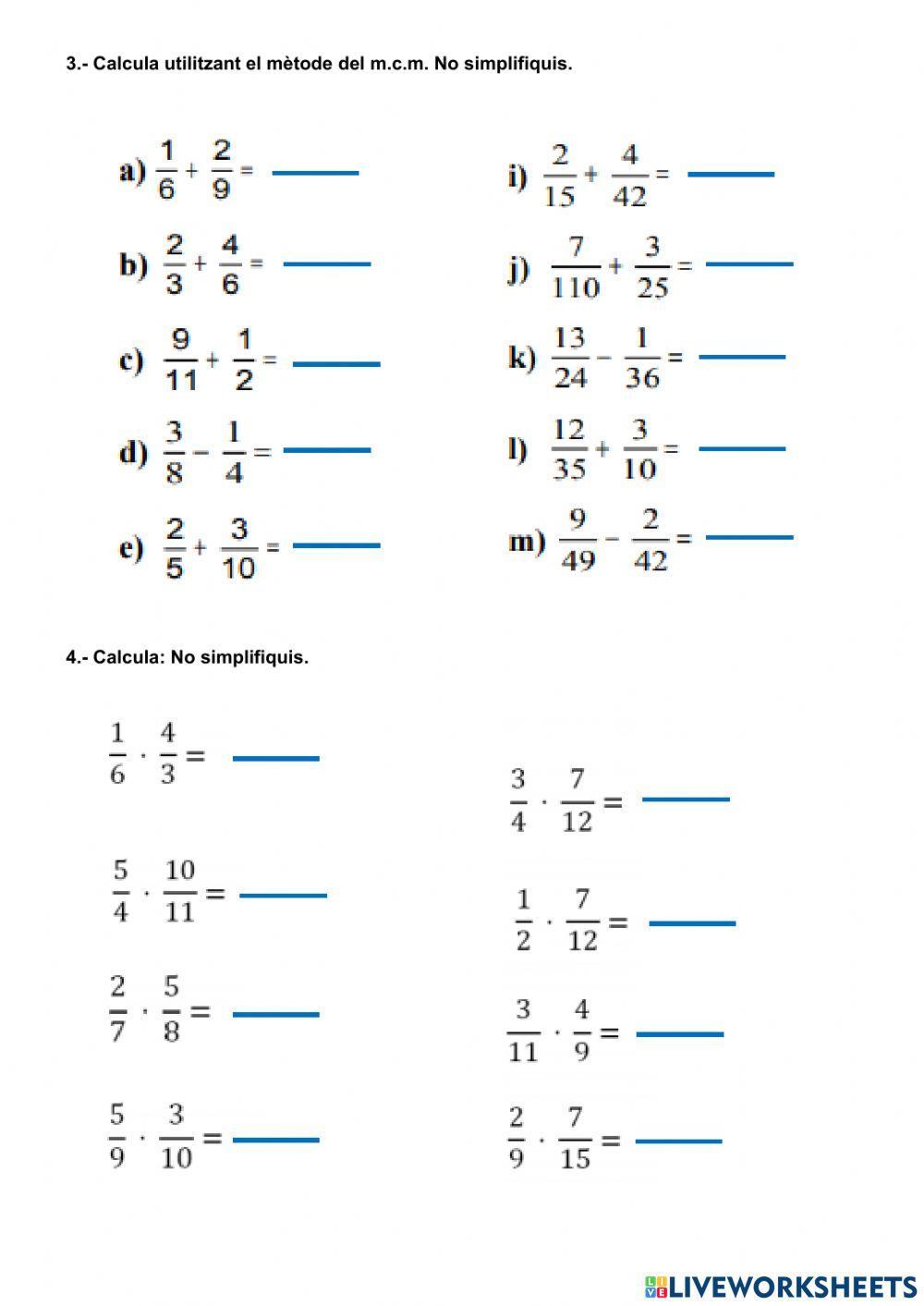 Operacions amb fraccions 1