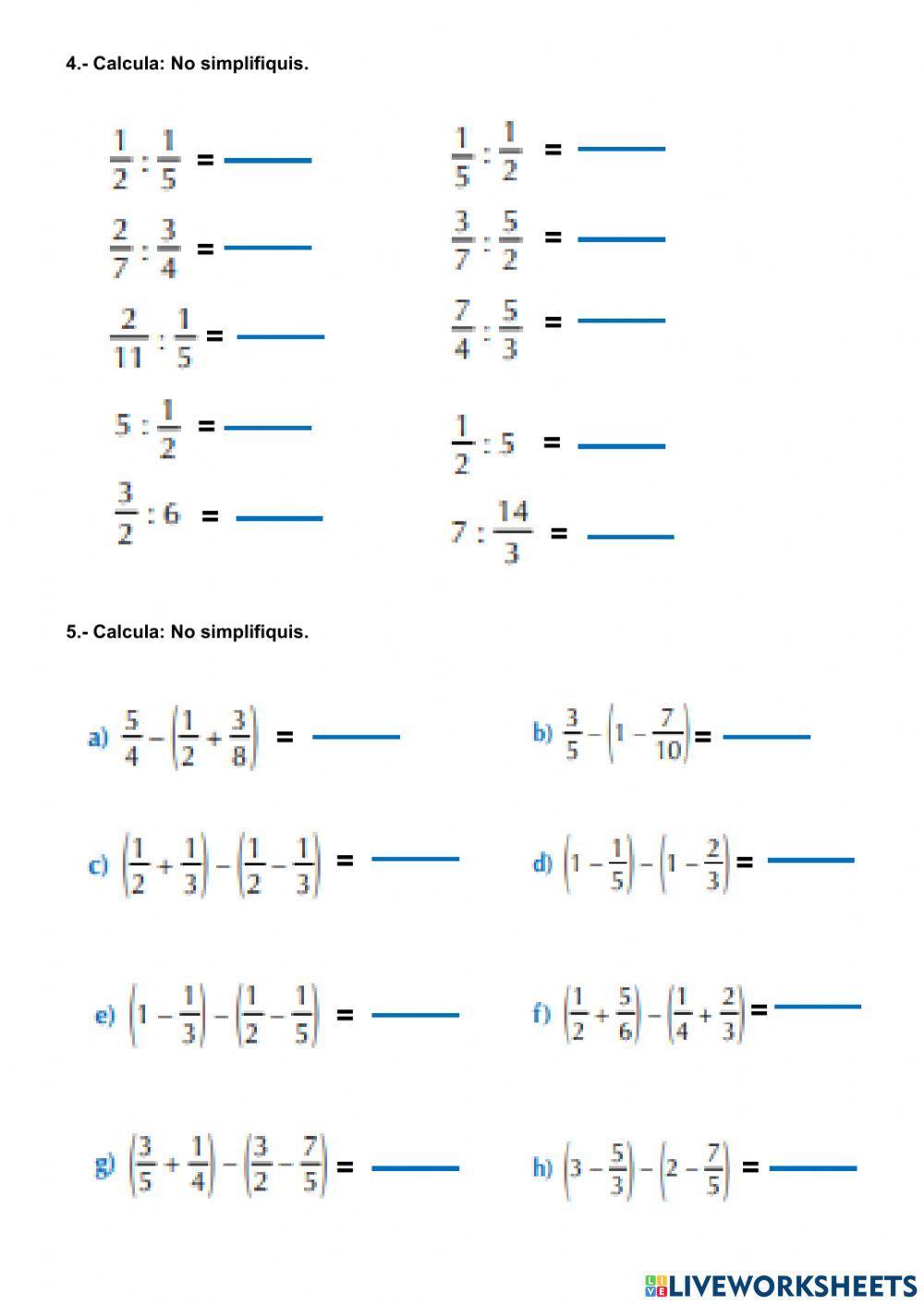 Operacions amb fraccions 1