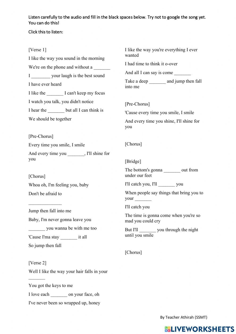 Listening Practice using songs