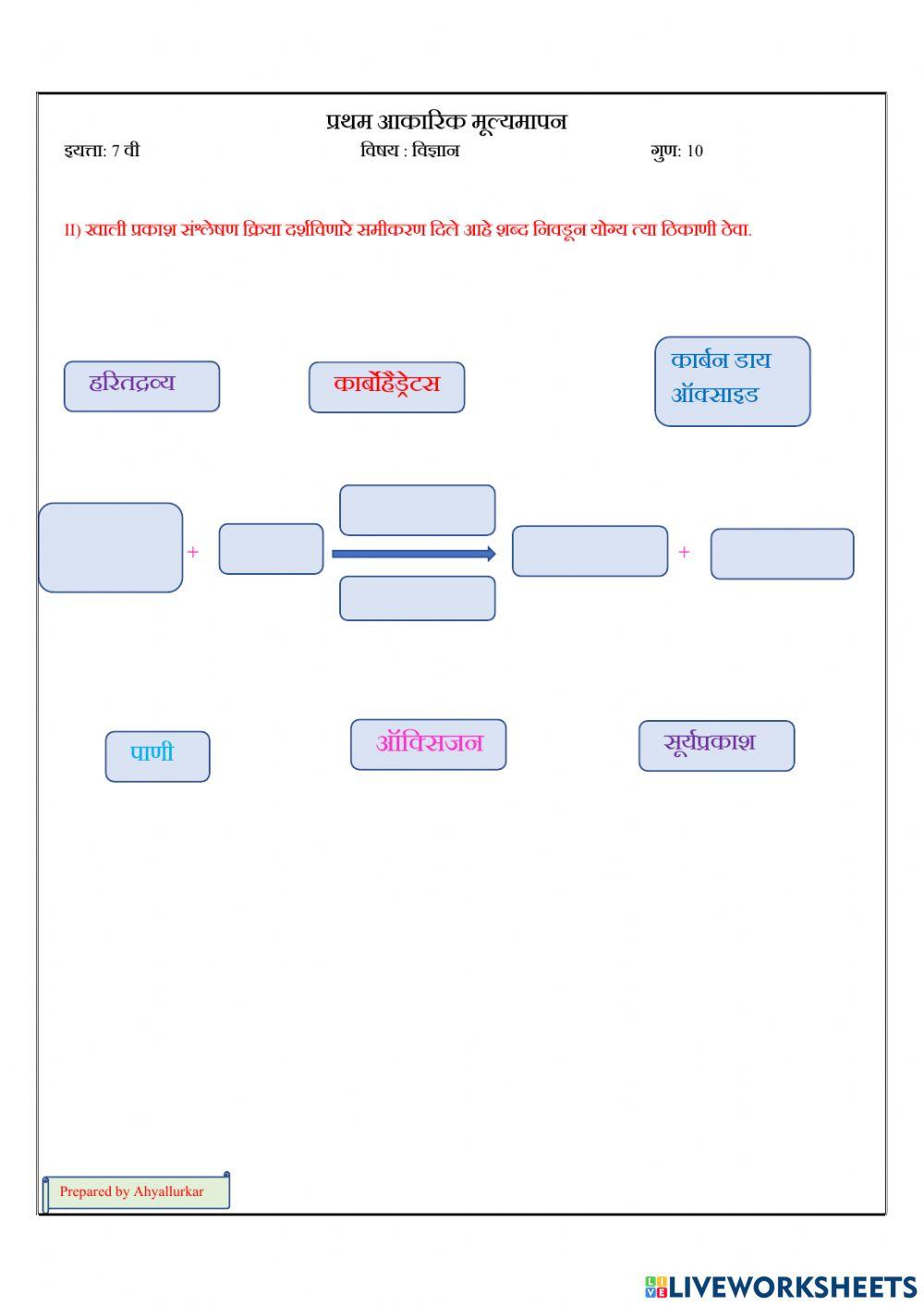 वनस्पतींचे पोषण - प्रकाश संश्लेषण