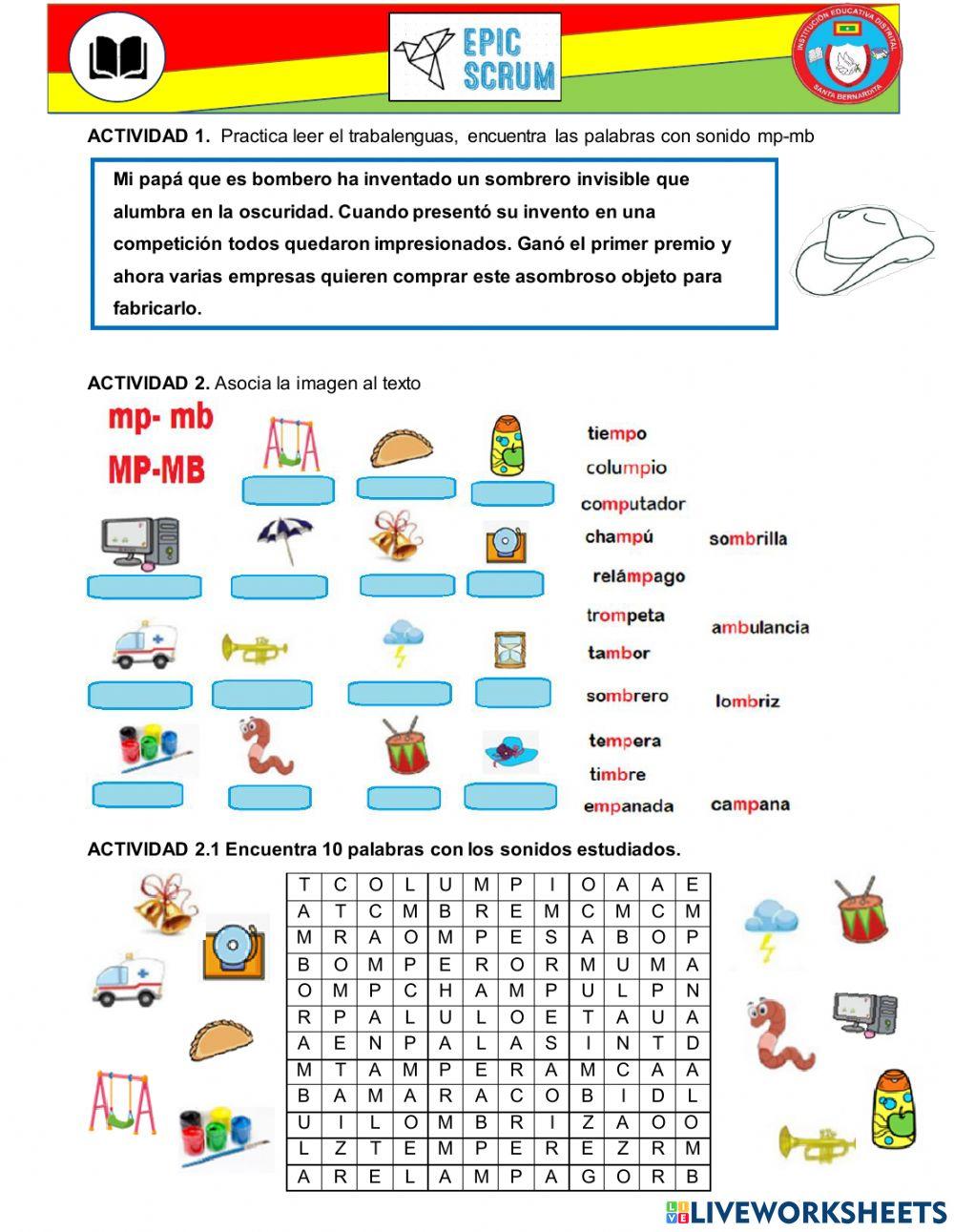 Palabras Con Mp Y Mb Worksheet Live Worksheets, 53% OFF