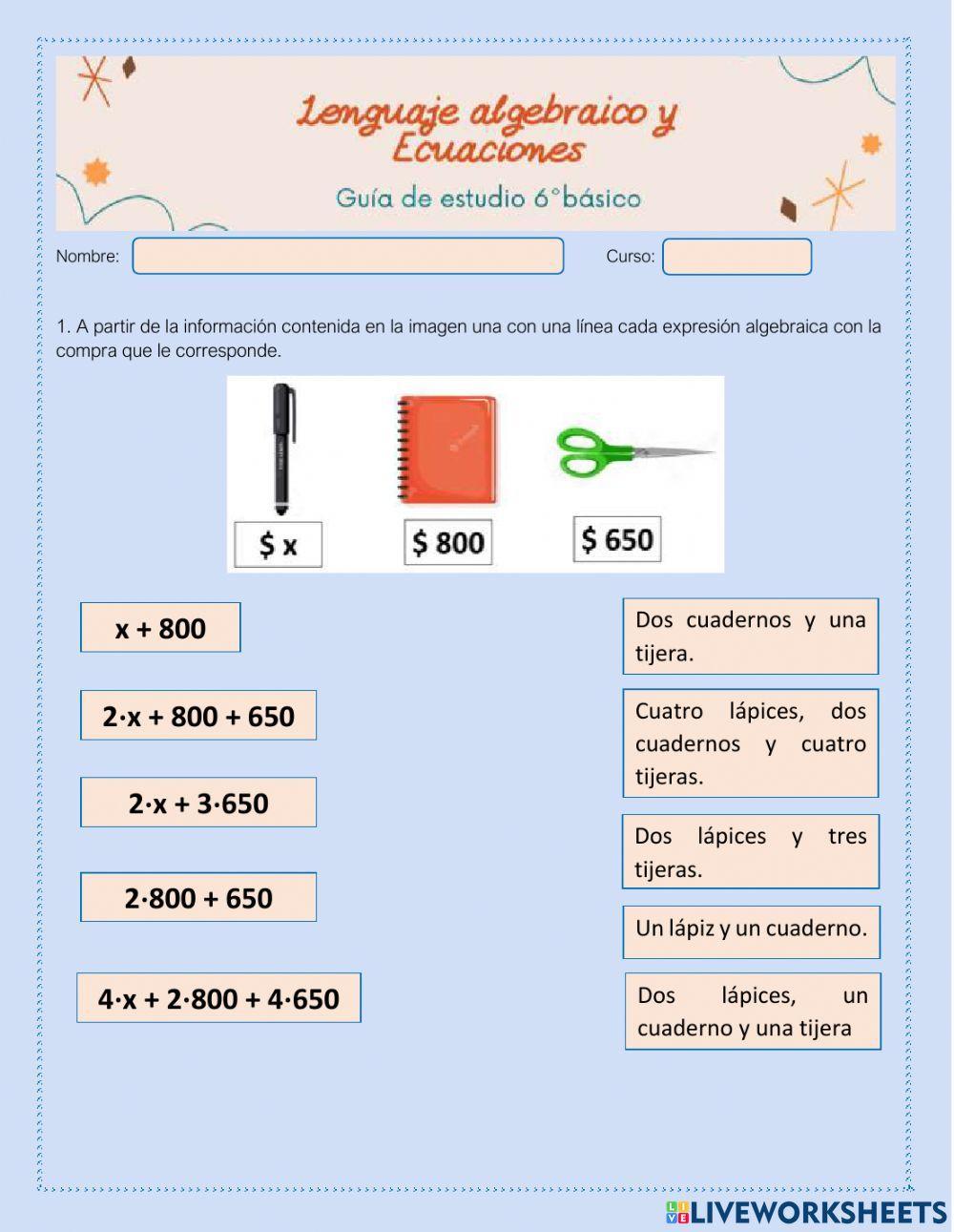 Ecuaciones y lenguaje algebraico