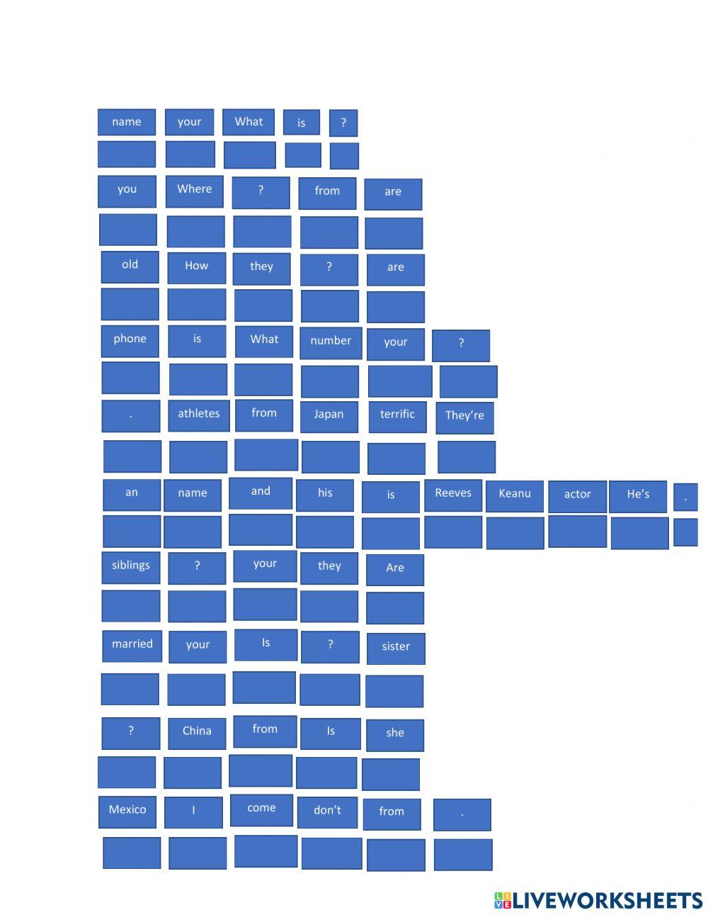 Structuring sentences and questions