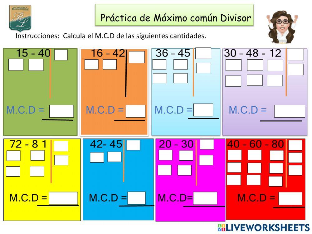 Practicamos y aprendemos M.C.D