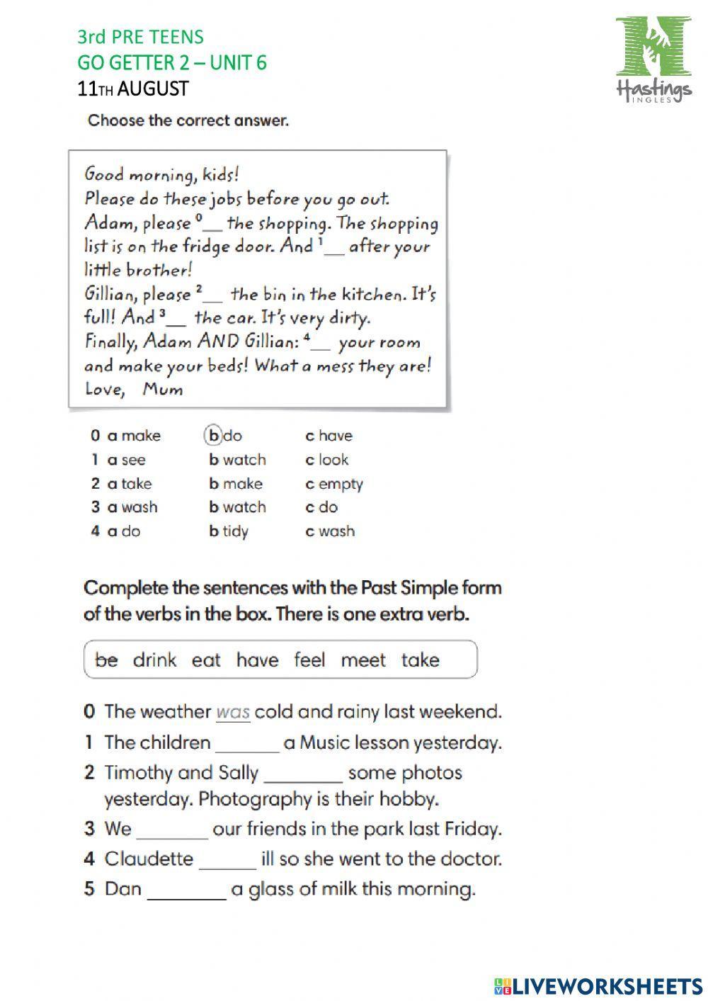 GO gETTER 2 - eXAM UNIT 6