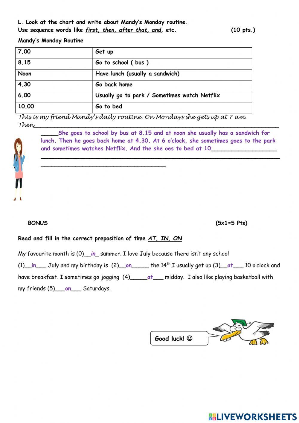 Level 4 quiz 2 summer answer key