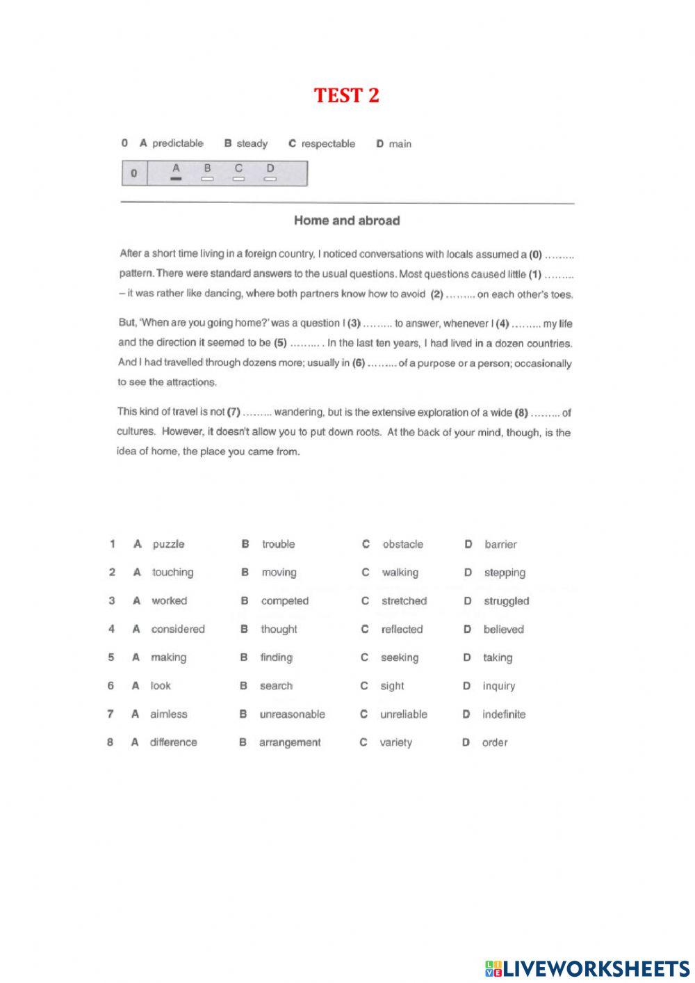 Use of English part 1 - Test 1-7