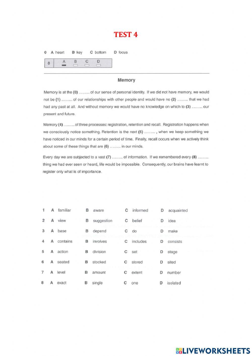 Use of English part 1 - Test 1-7