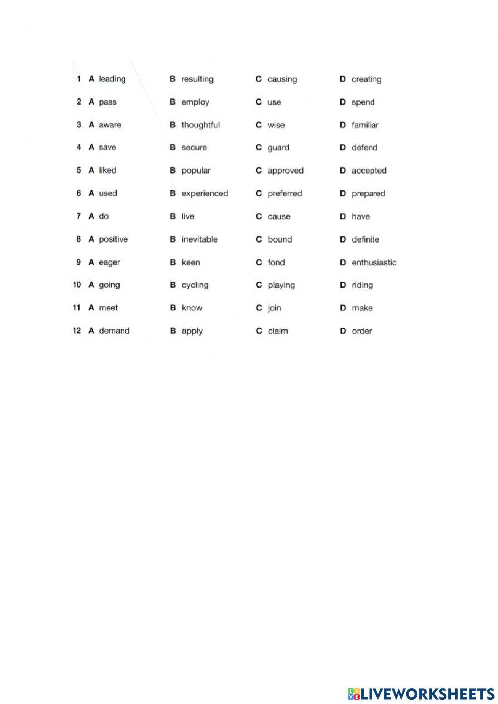 Use of English part 1 - Test 1-7