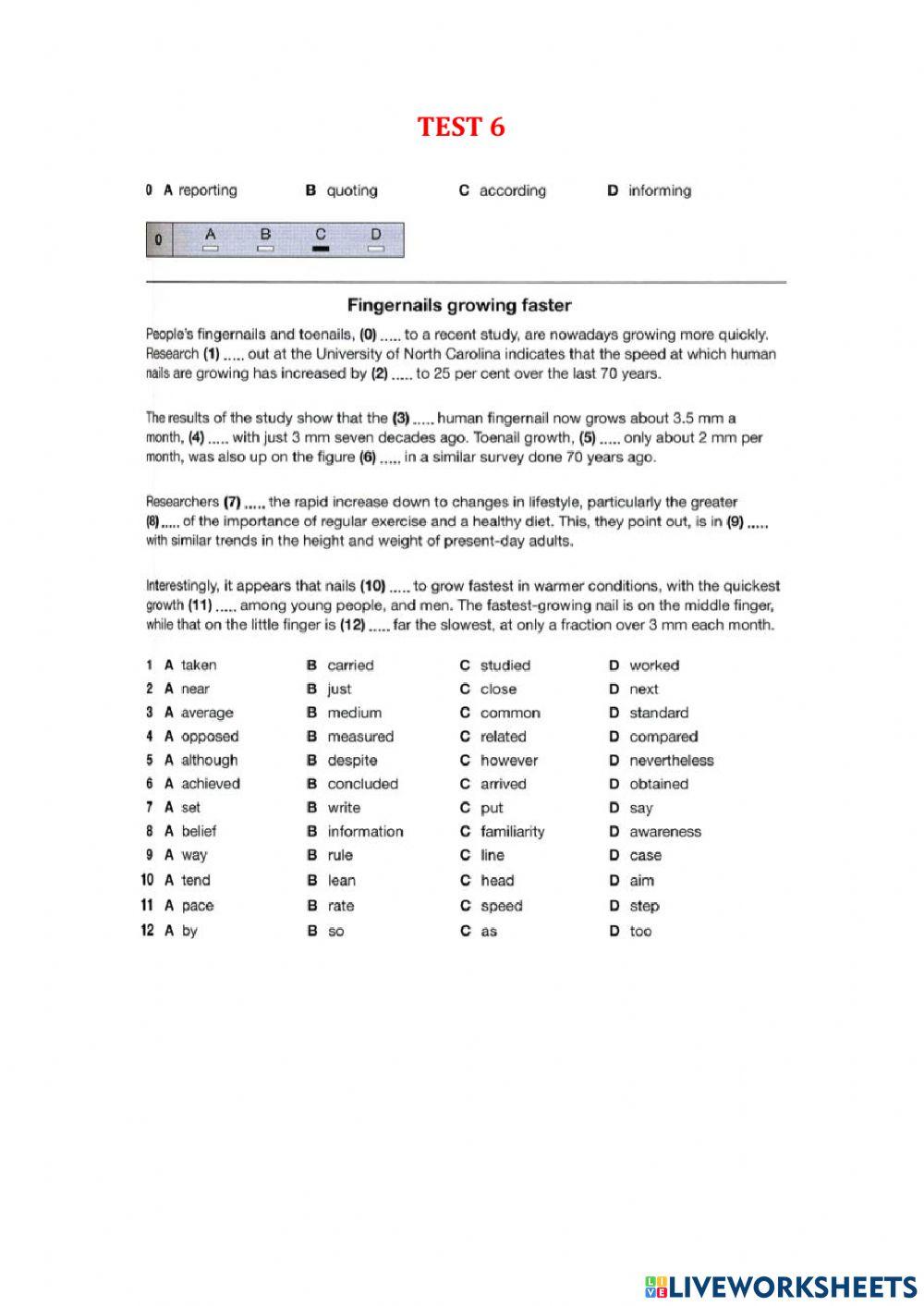 Use of English part 1 - Test 1-7