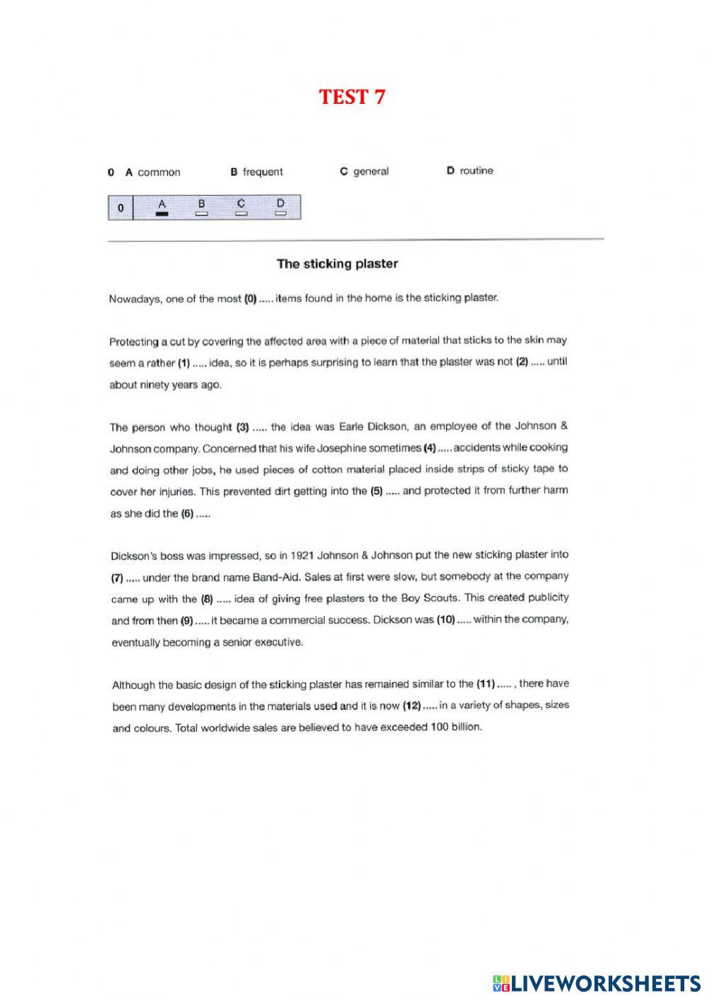 Use of English part 1 - Test 1-7