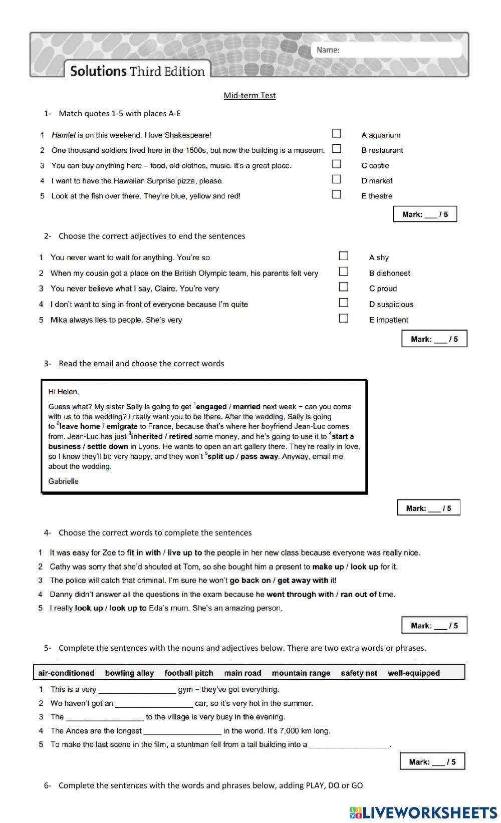 Mid-term test teens 5