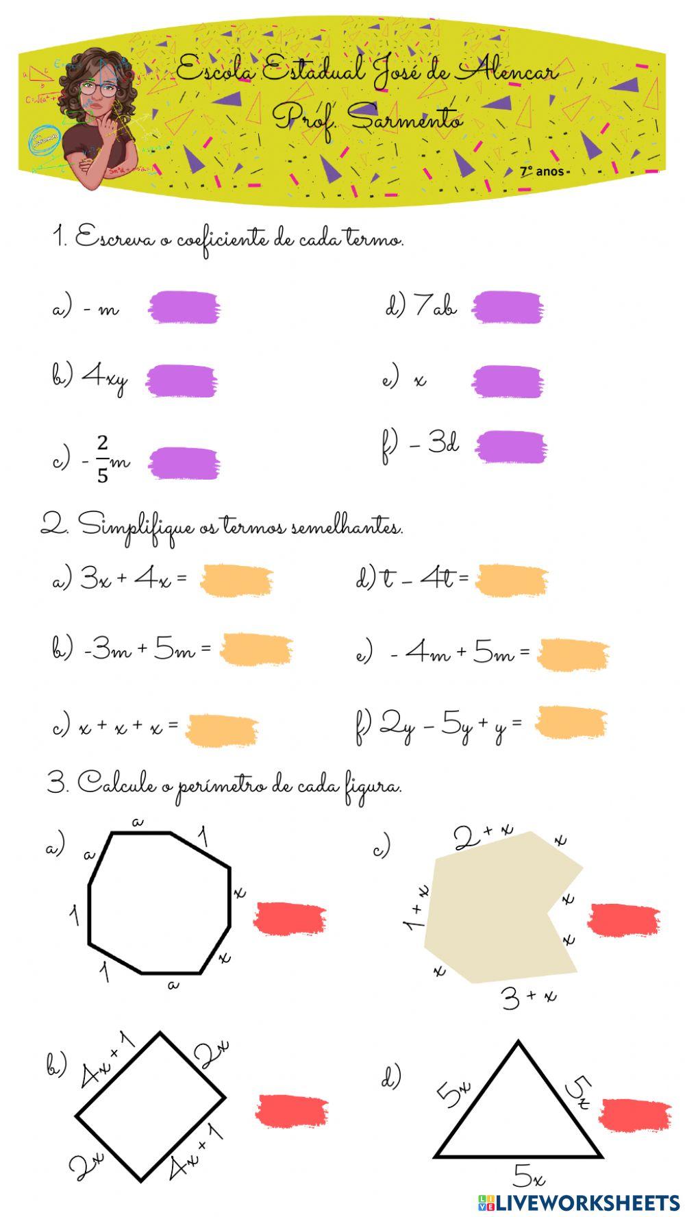 Simplificação de expressões Algébricas