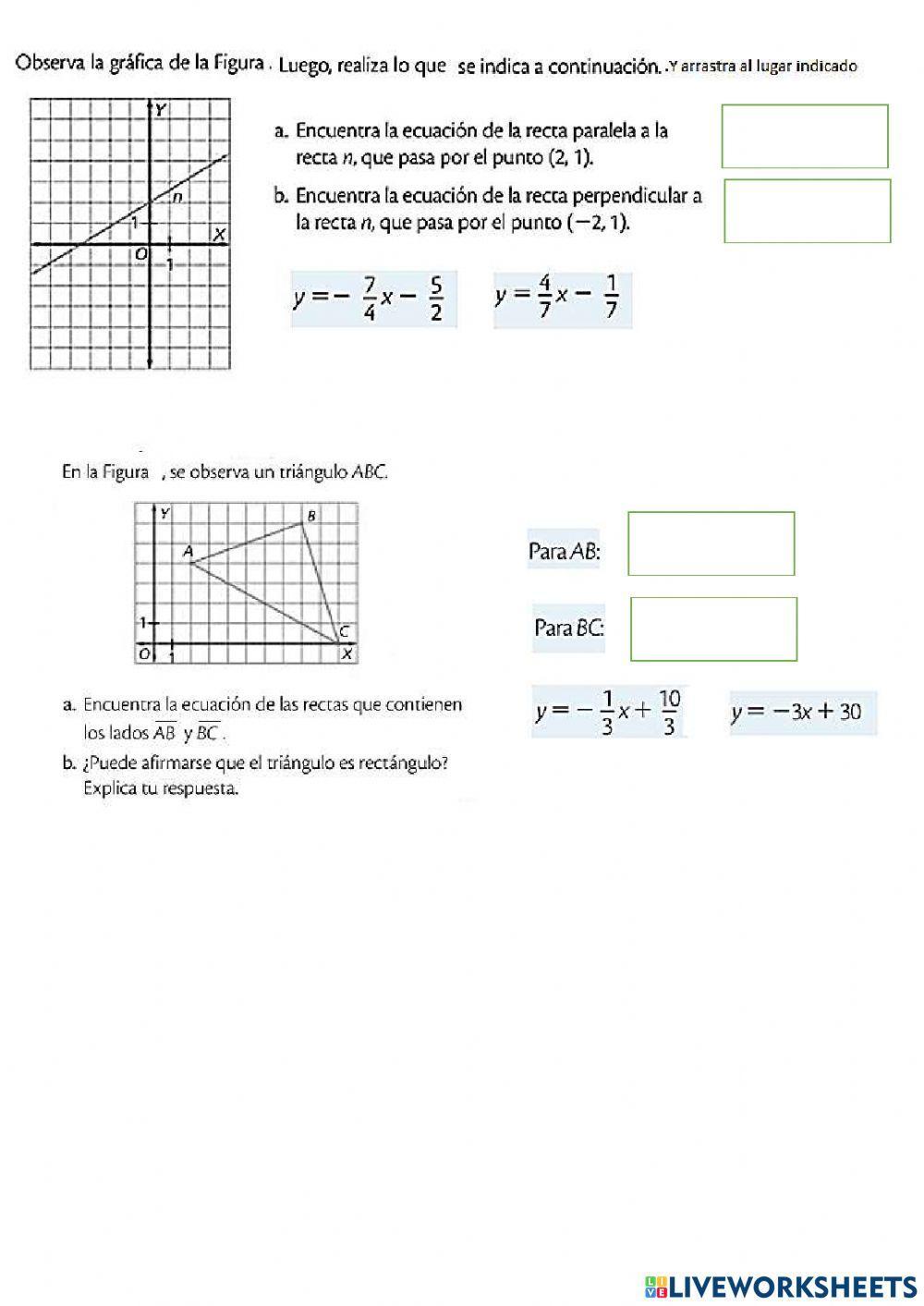 Relacion entre las pendientes de rectas paralelas y perpendiculares