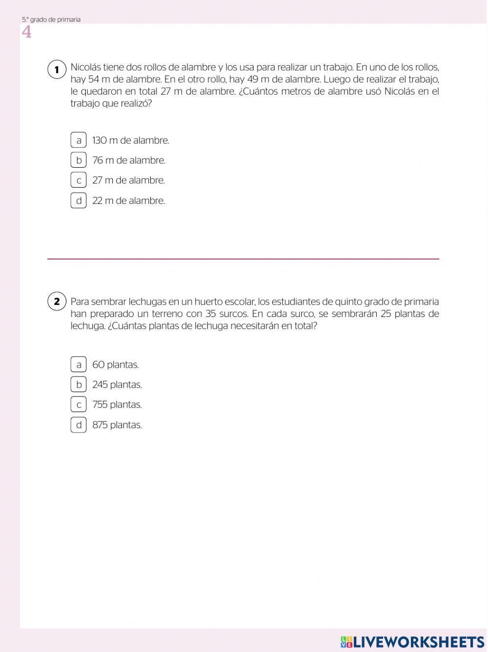Evaluación Diagnostica de Matemática