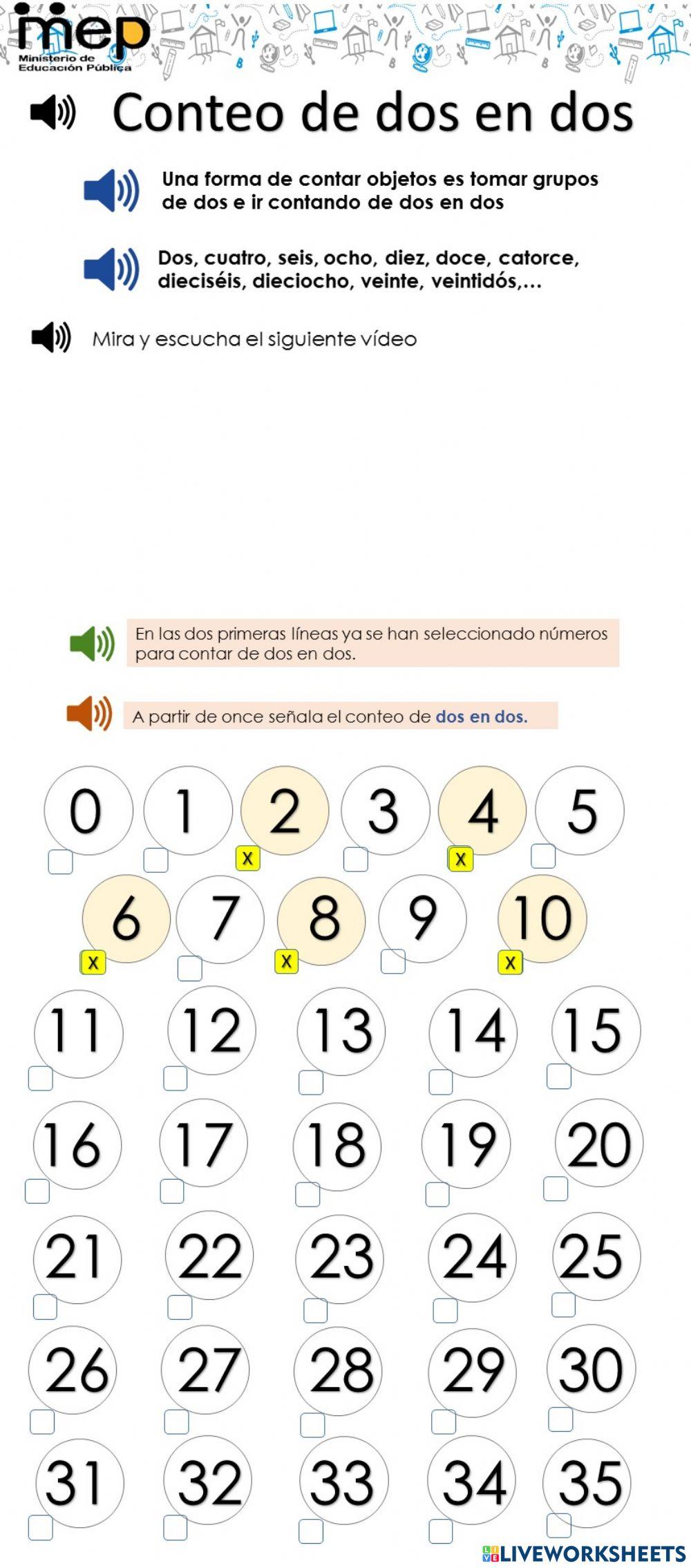 Conteo de dos en dos