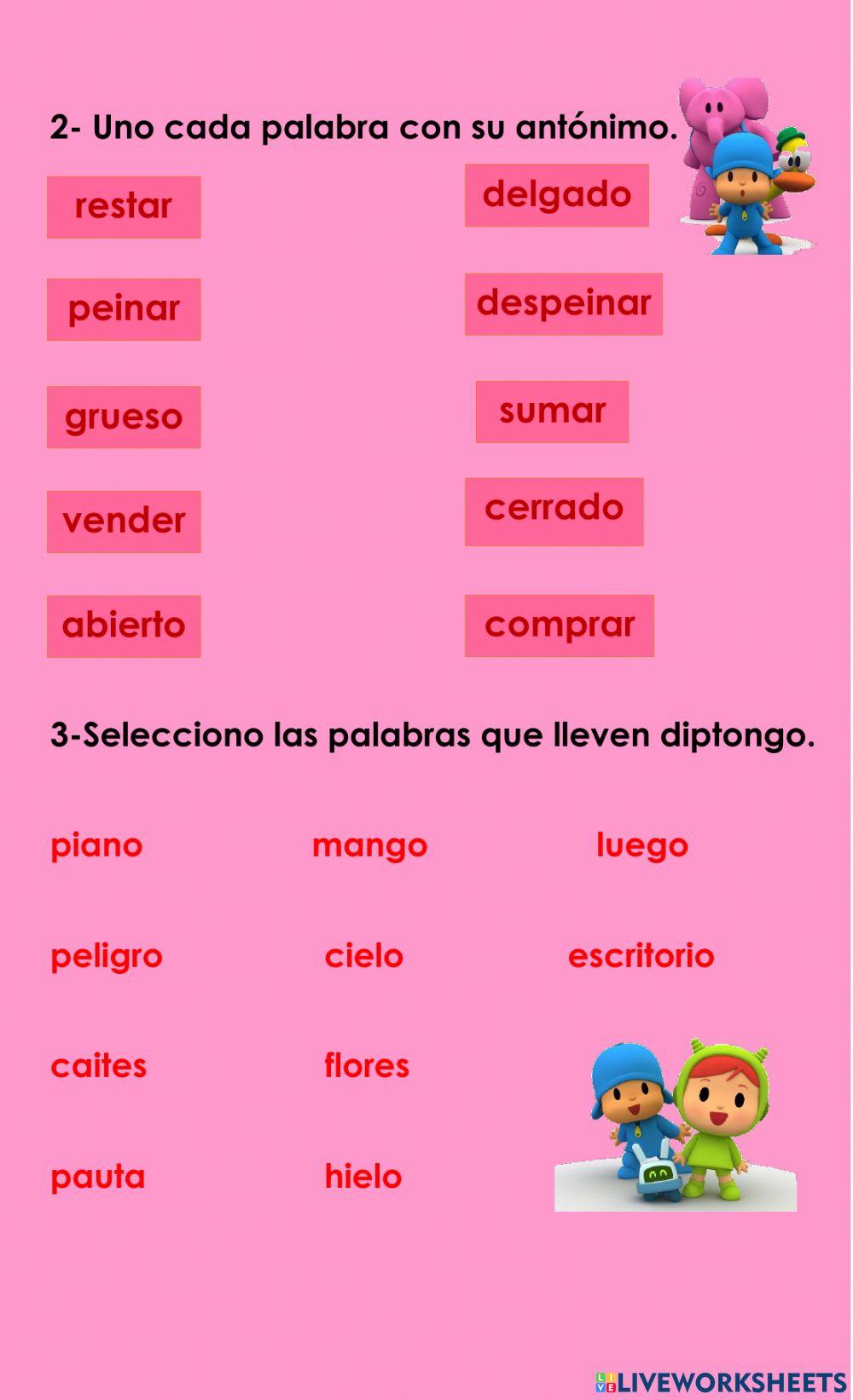 Sinónimo, antinómino y diptongo