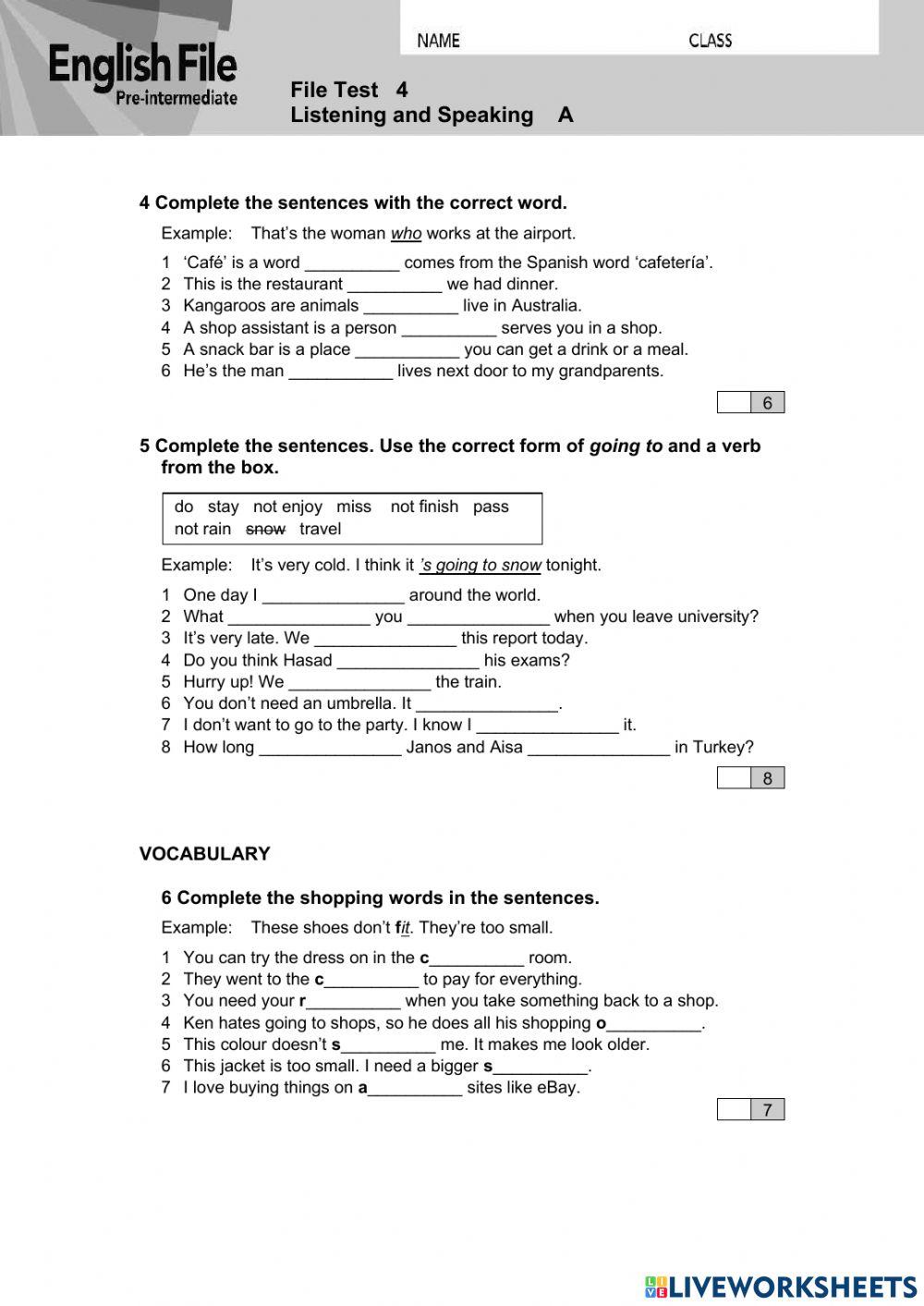 English File Pr Free Interactive Worksheets 6682306