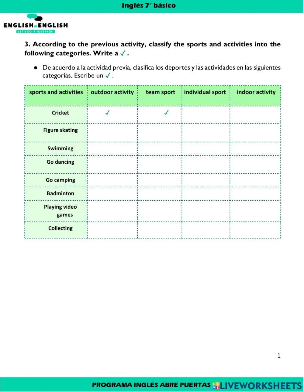 reading comprehension about sports