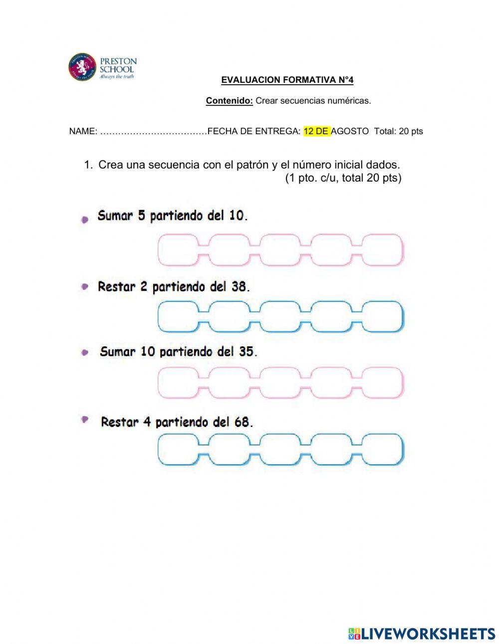 Crear secuencias numéricas Crear secuencias numéricas