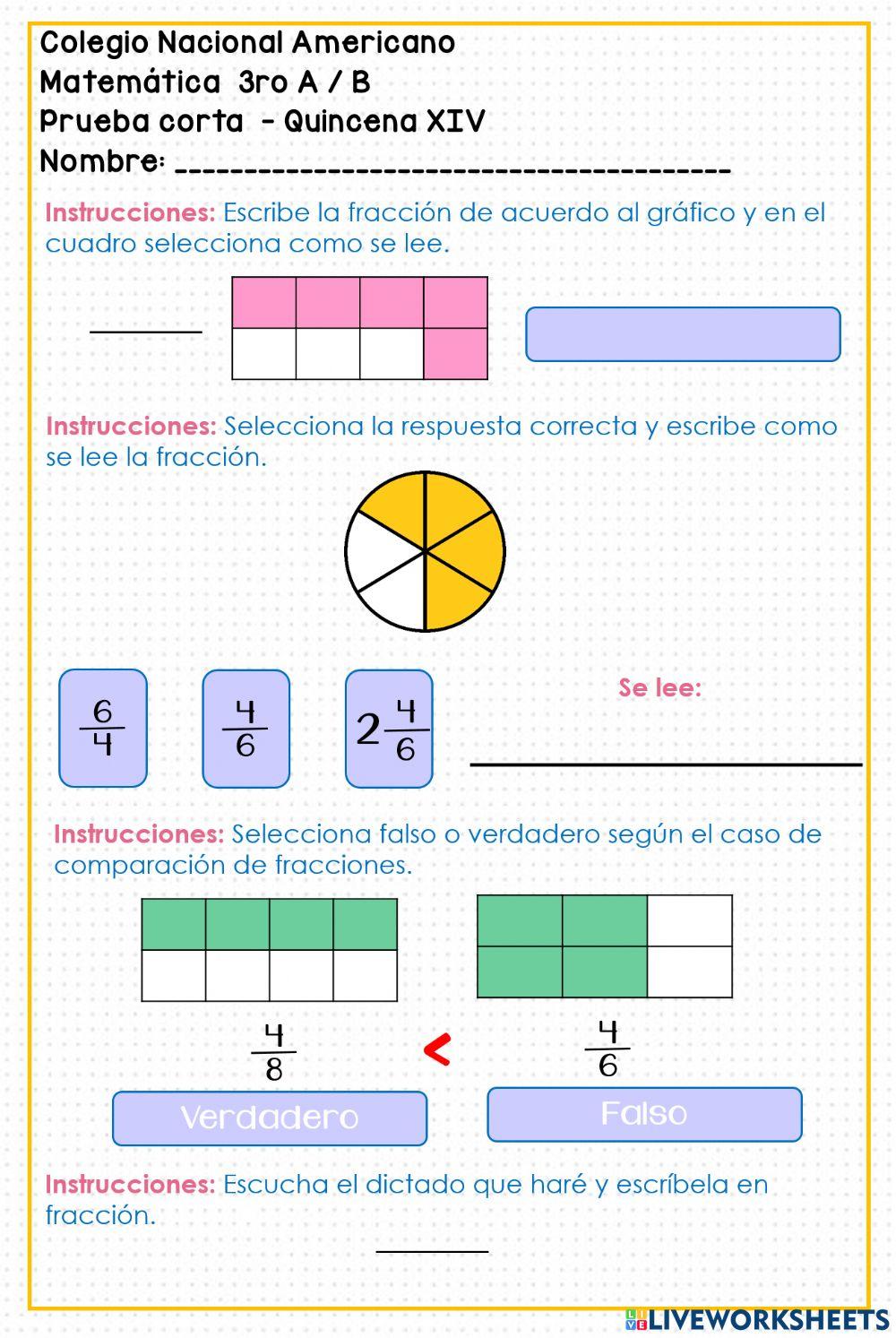 Q. XIV - Prueba corta matemática