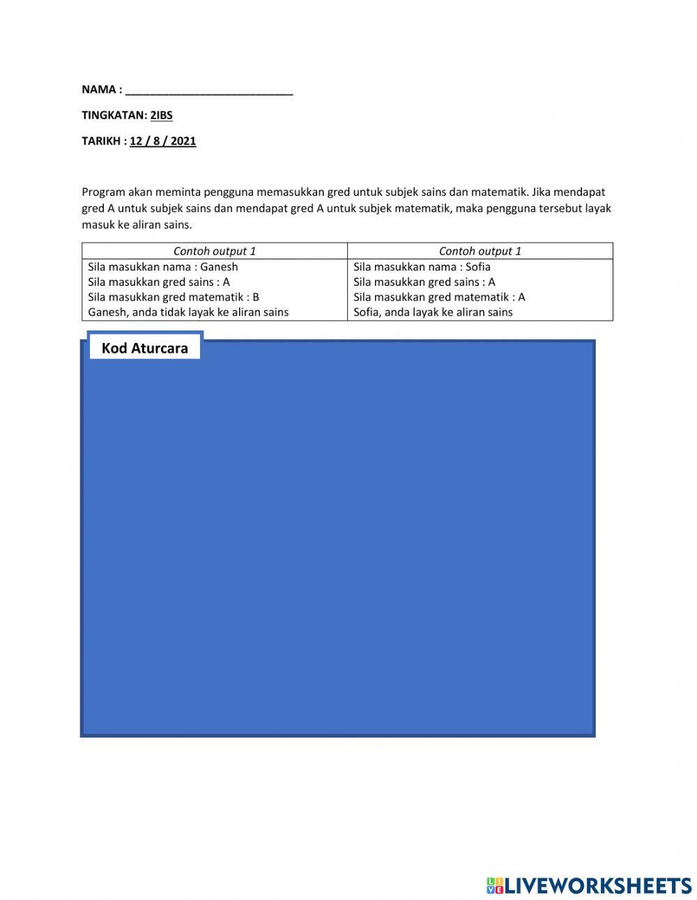 Python - latihan struktur kawalan pelbagai pilihan