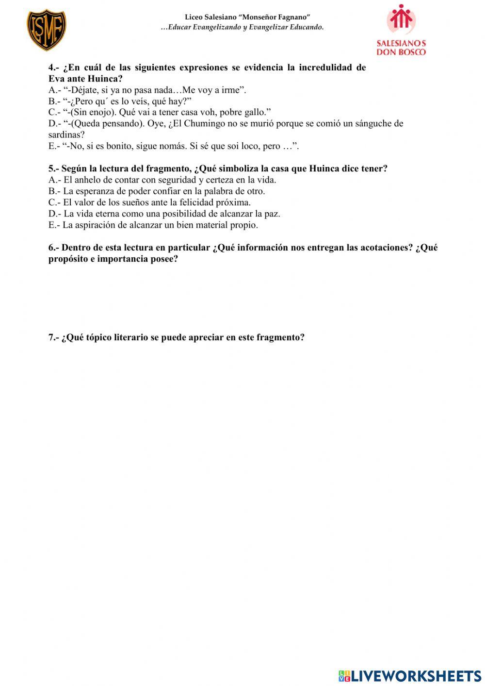 Guía interactiva - El loco y la triste Tercero medio