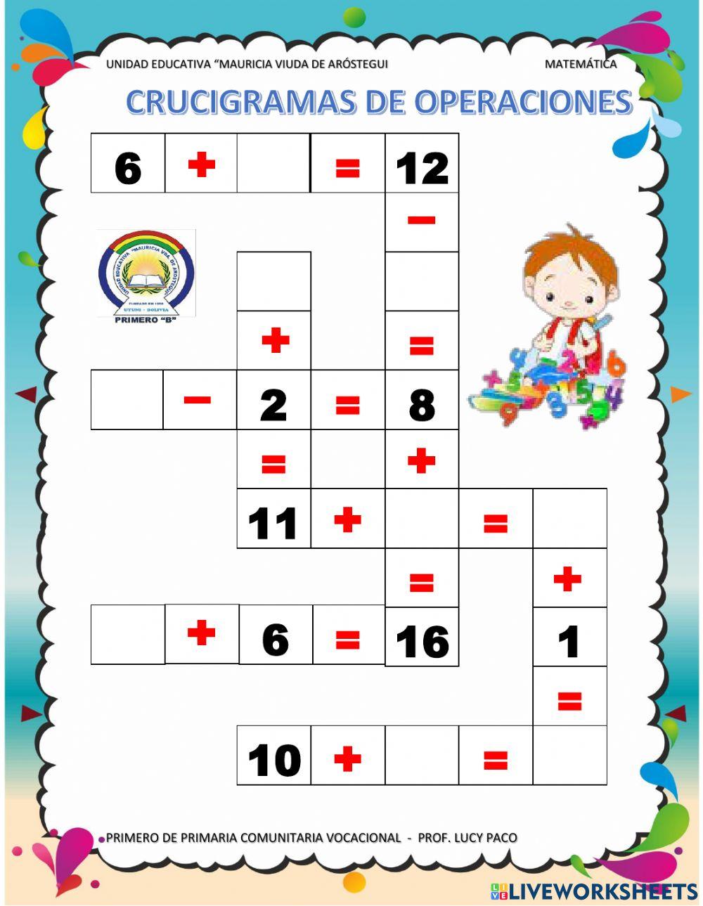 Crucigramas de operaciones