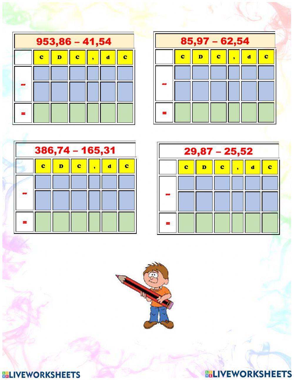 Sumas y restas con decimales