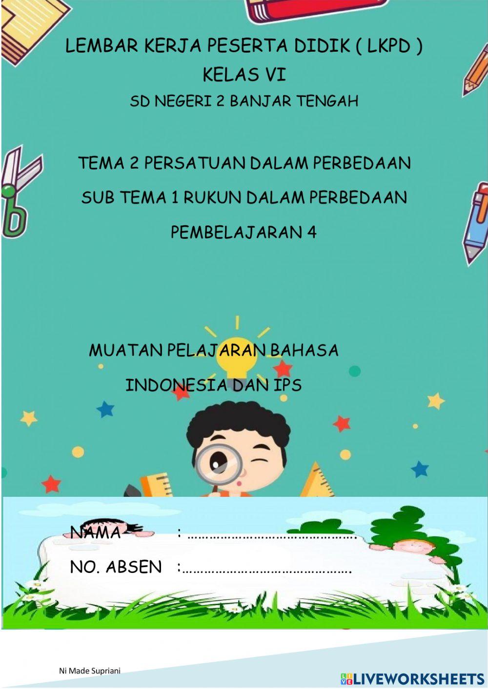 LKPD Tema 2 Sub Tema 1 Pembelajaran 4