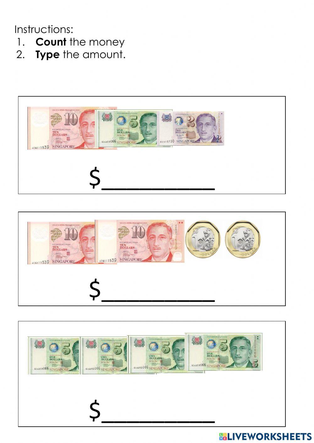 Counting Money Up to -50