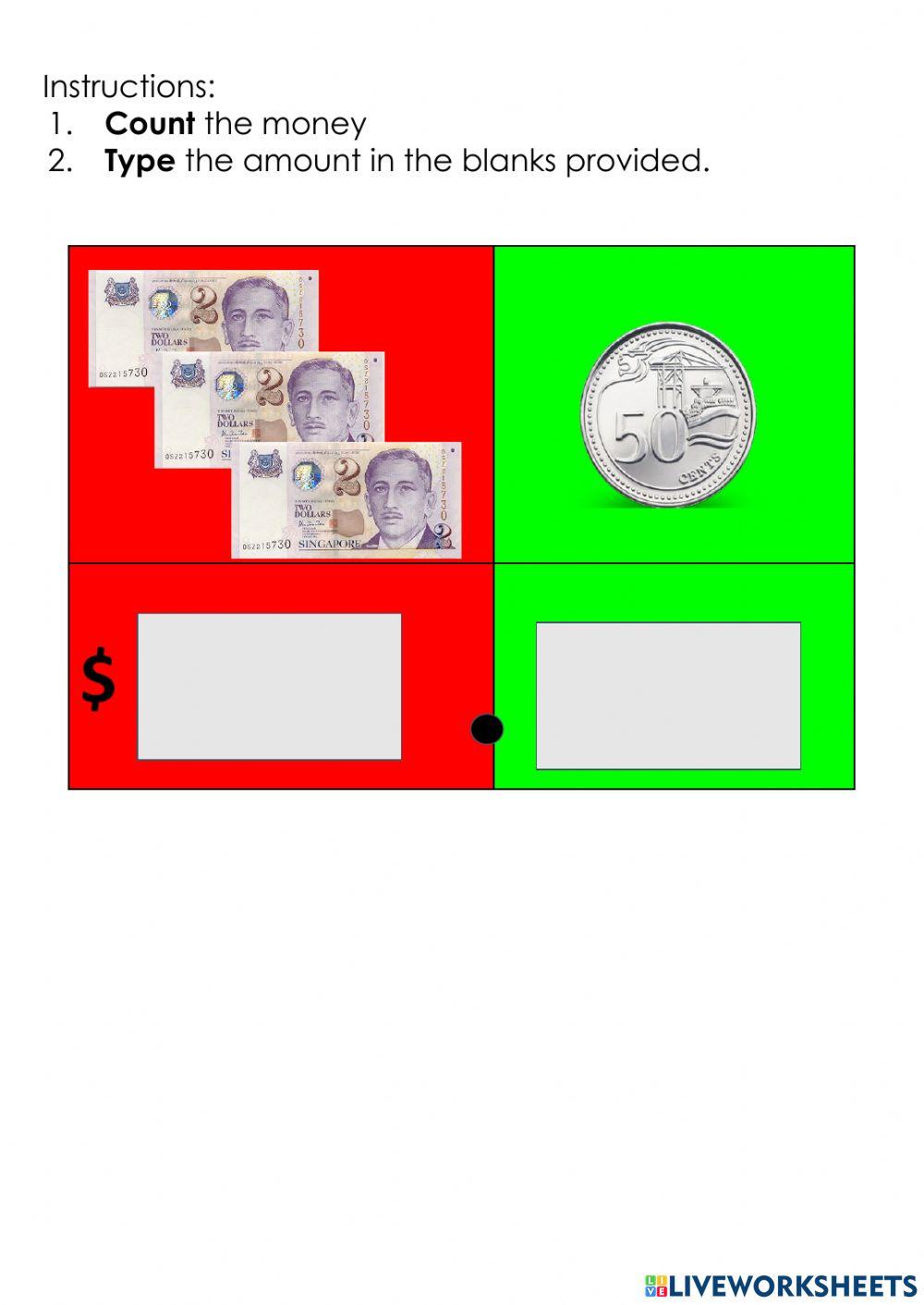 Counting Money Up to -50