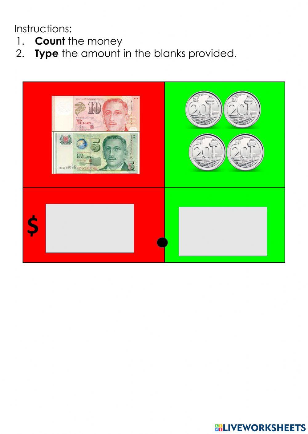 Counting Money Up to -50