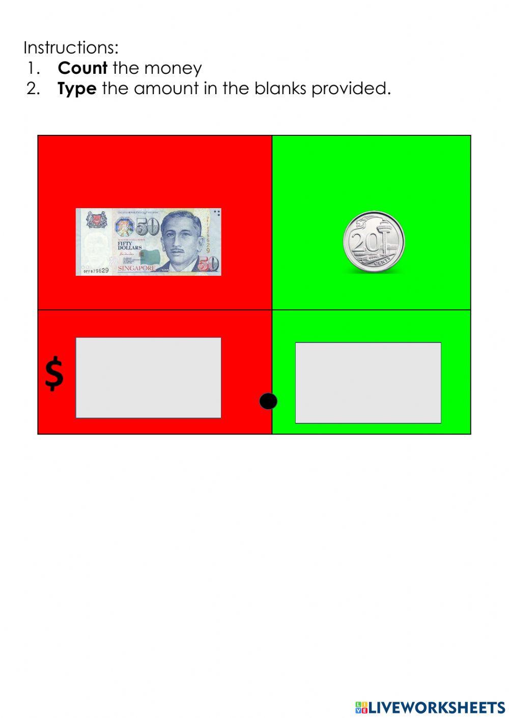 Counting Money Up to -50