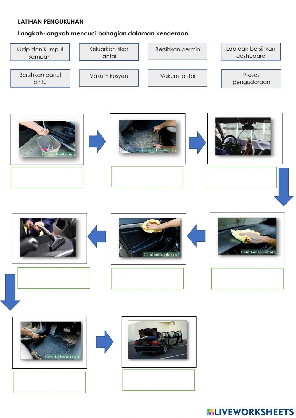 Langkah mencuci dalaman kenderaan