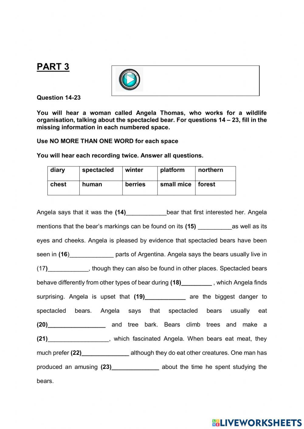 LISTENING ACTIVITY : FORM 5 DRILLS (LOW)