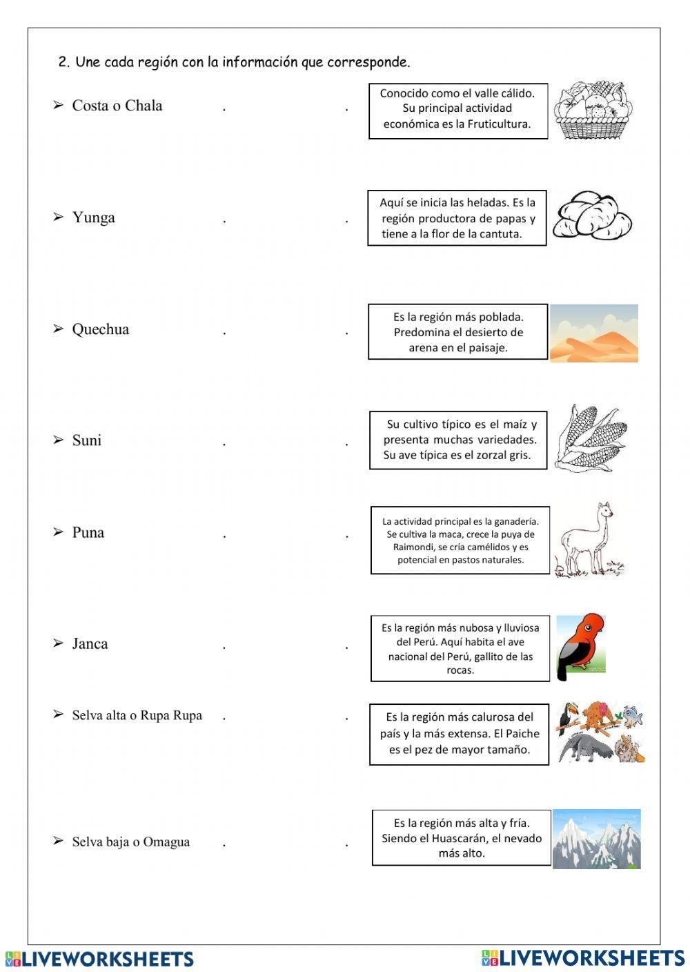 Las ocho regiones del Perú