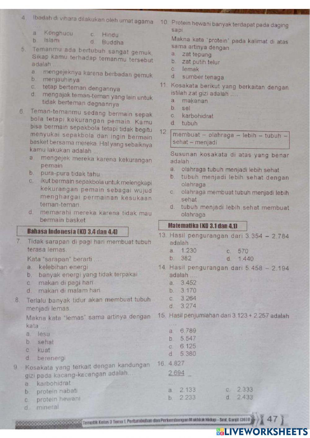 Evaluasi tema 1 subtema 2
