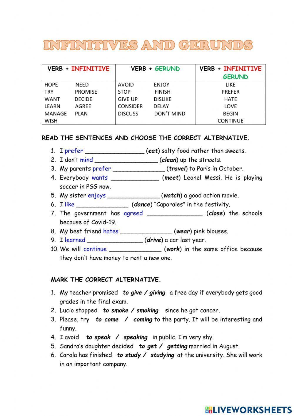 Infinitive vs gerunds