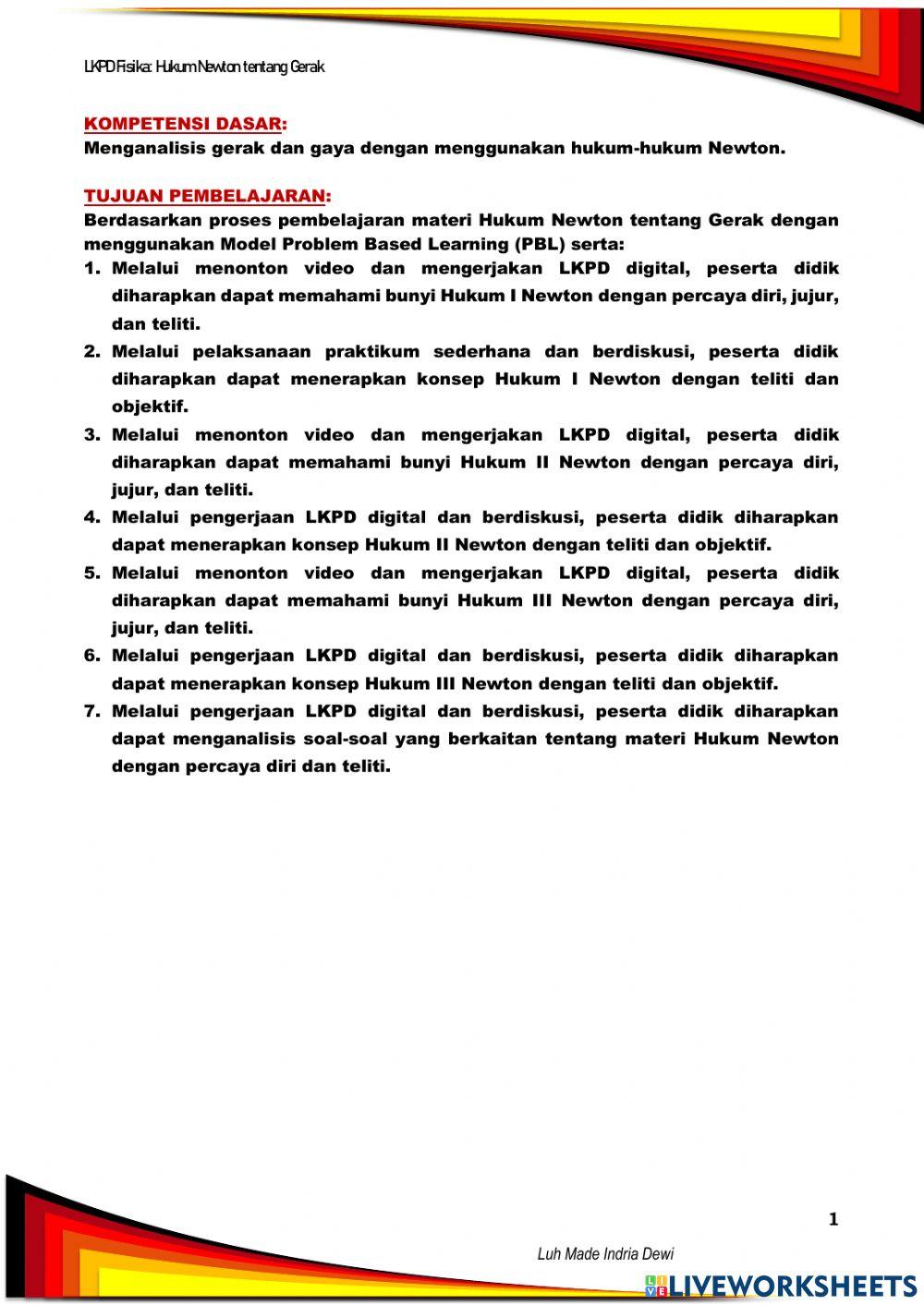 Hukum newton tentang gerak