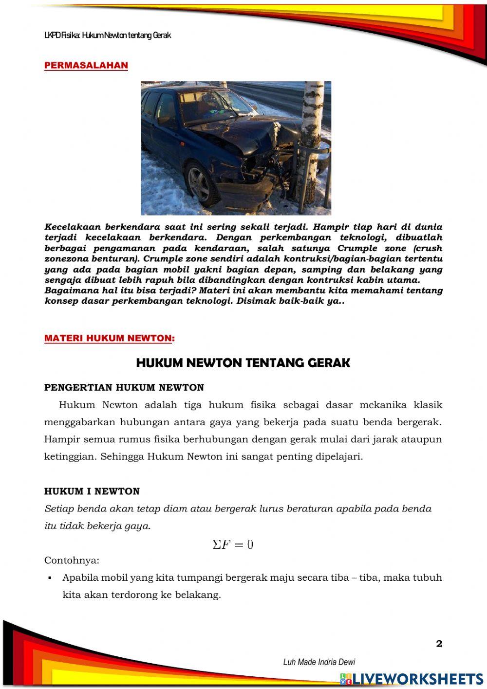 Hukum newton tentang gerak