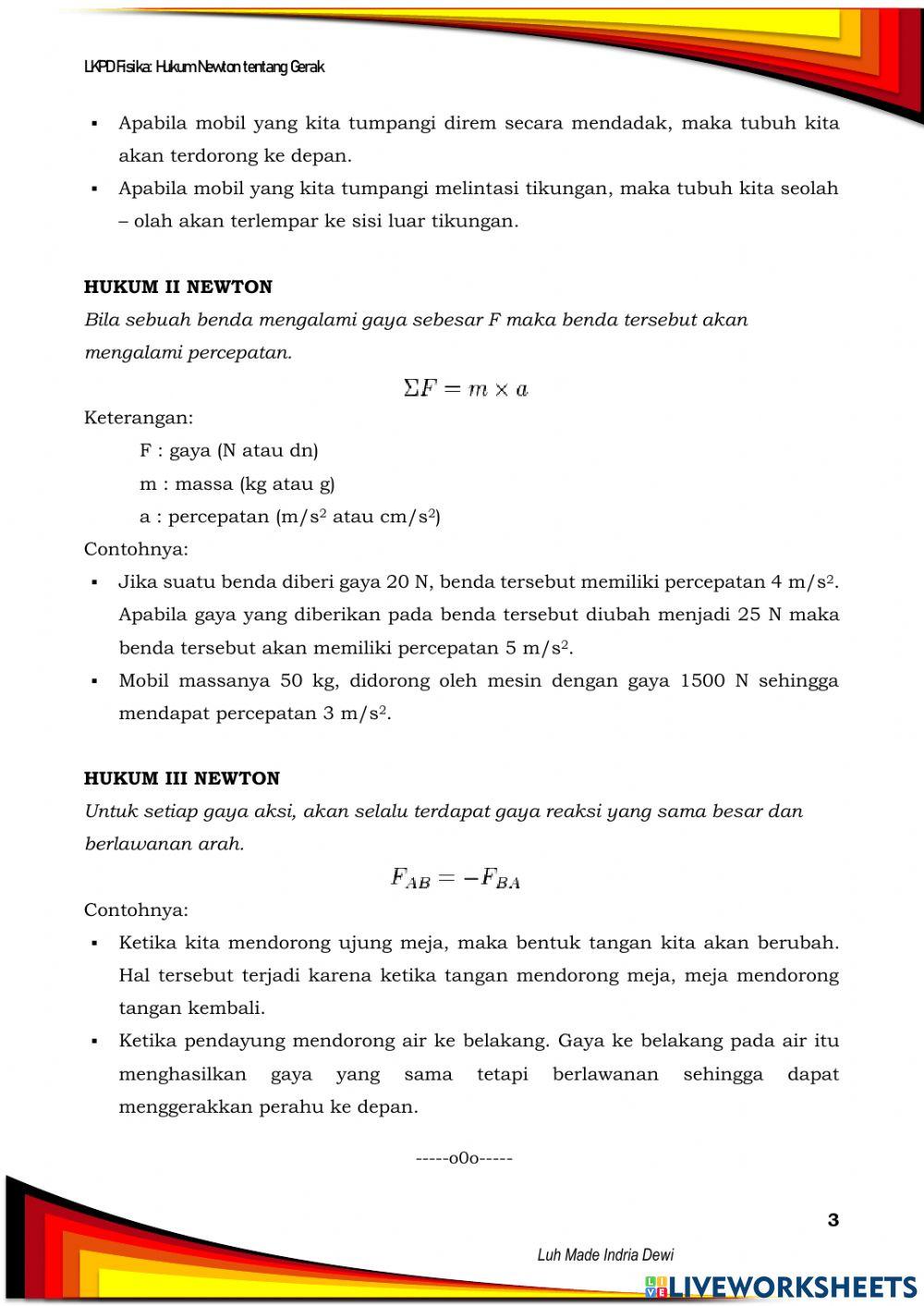 Hukum newton tentang gerak
