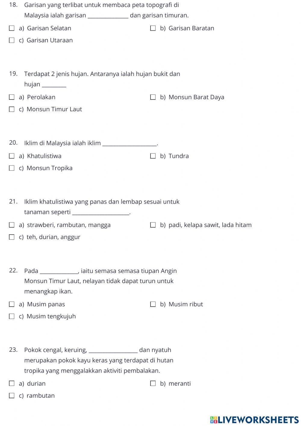 Ujian geografi tingkatan 2
