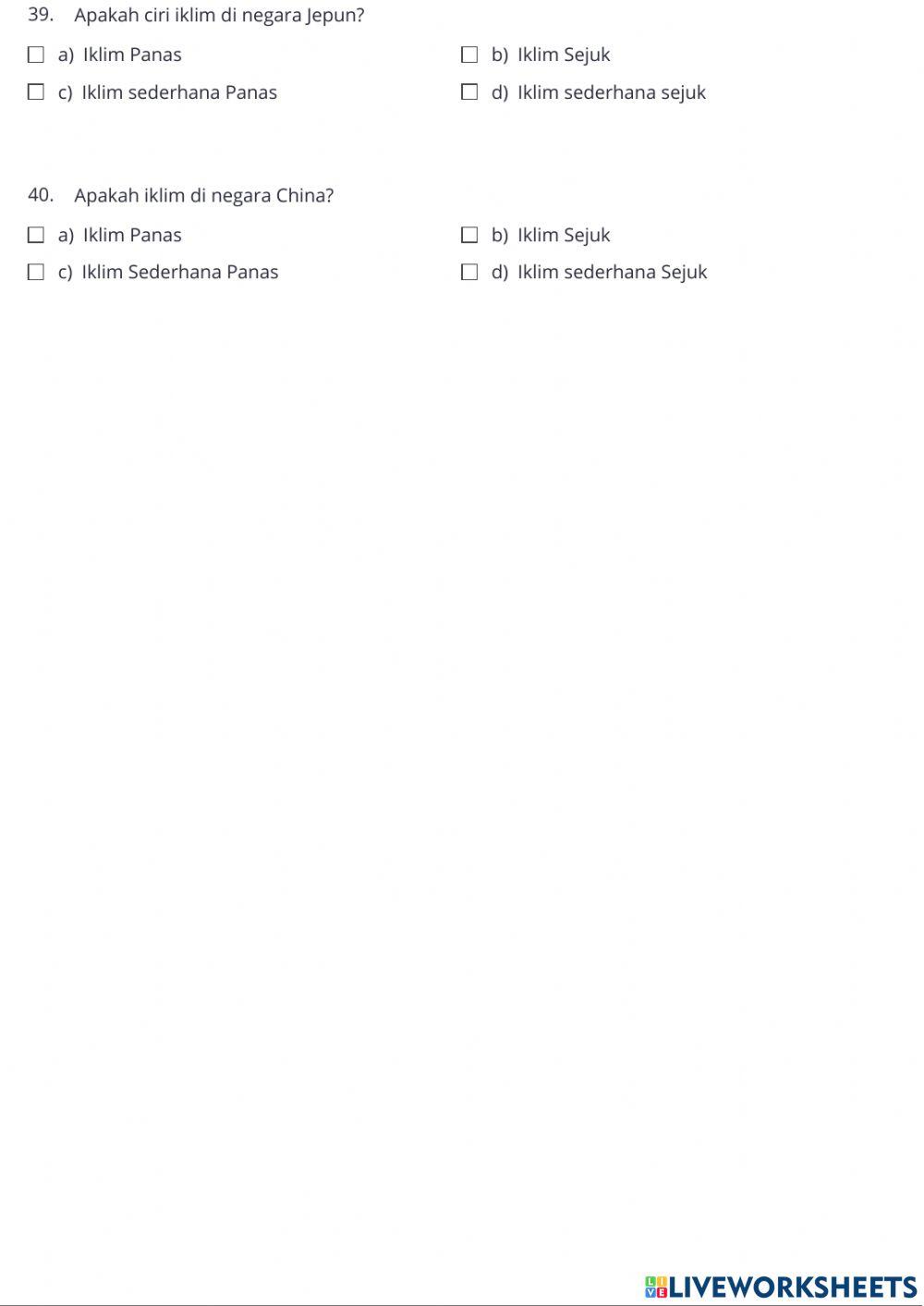 Ujian geografi tingkatan 2